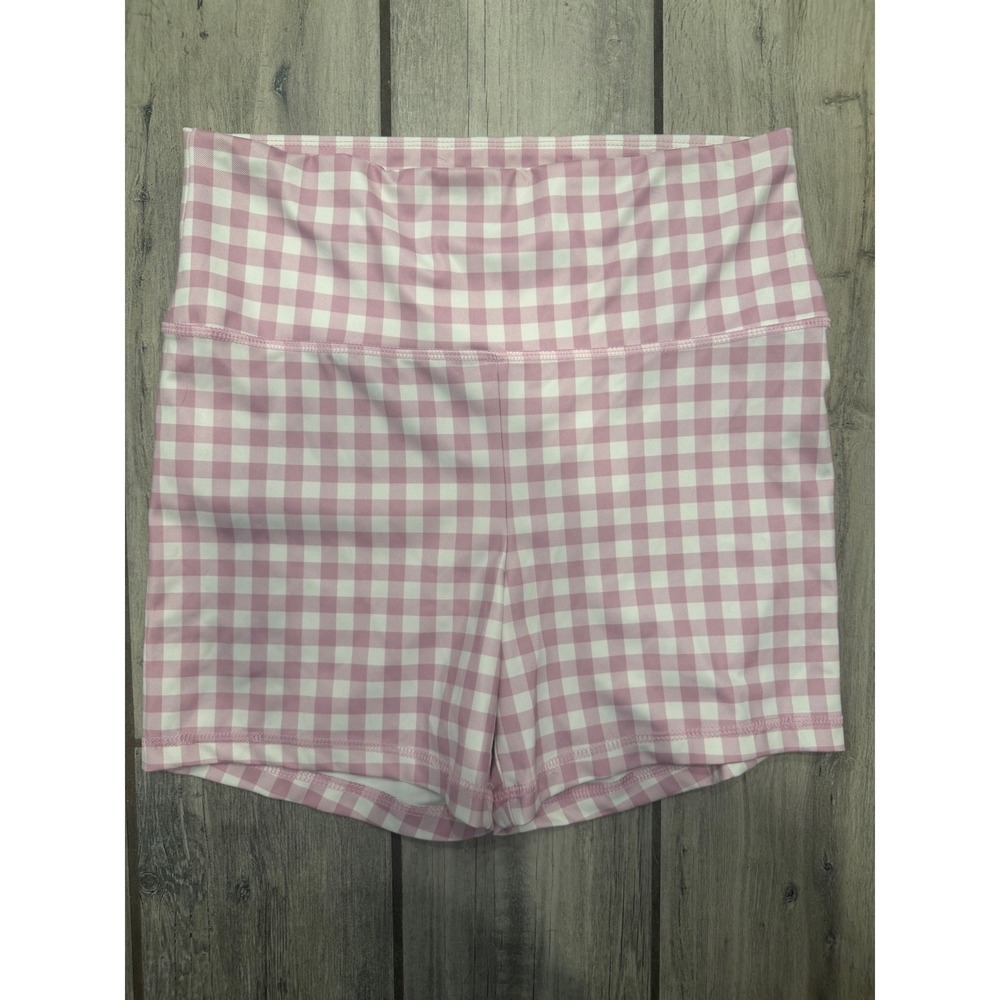 American Eagle Pink Gingham Everything Bike Short High Waisted Large